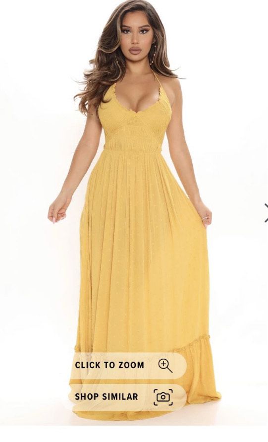 Plus Size 16 Yellow Side Slit Dress on Queenly