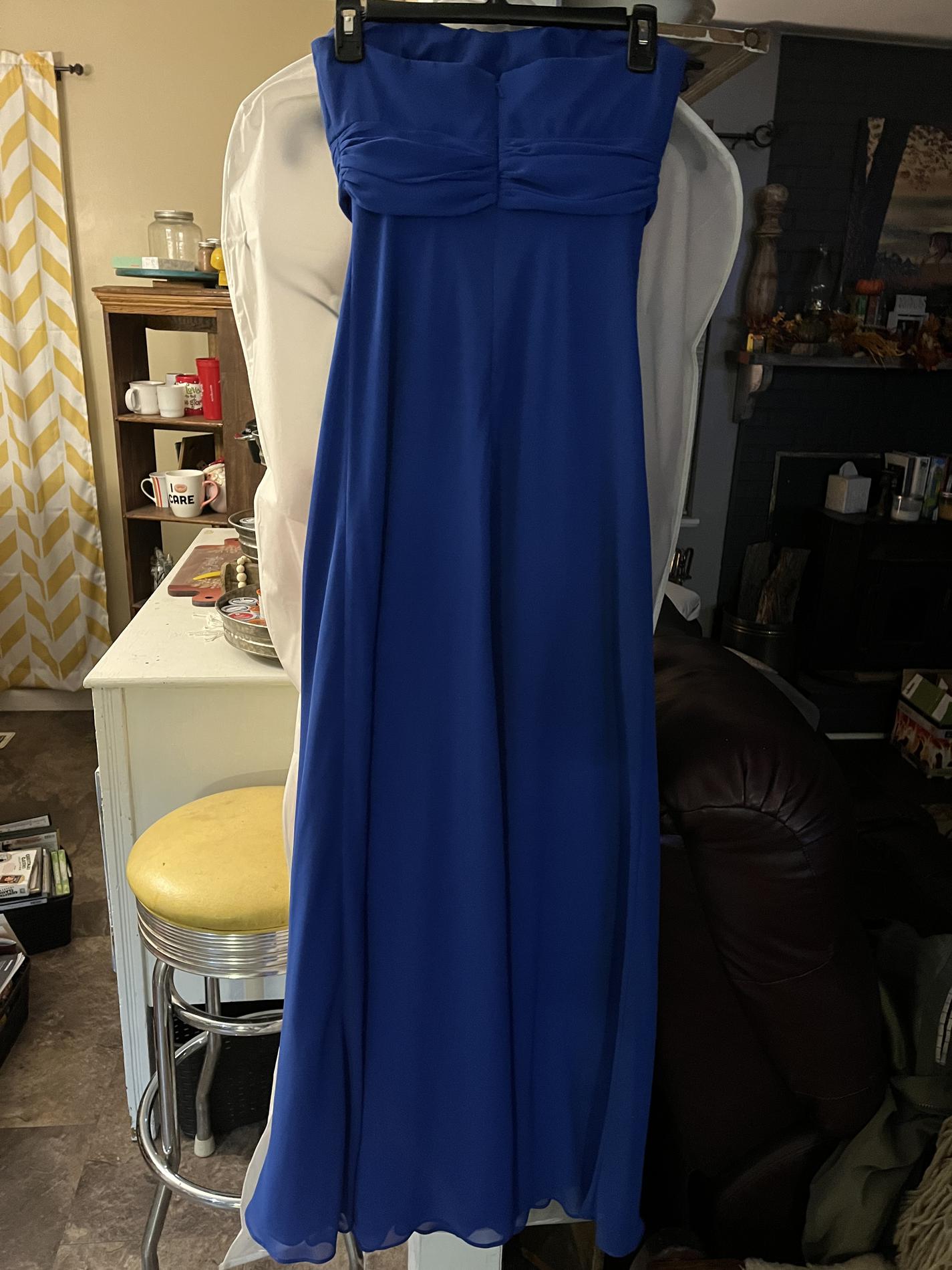 David's Bridal Size 4 Prom Navy Blue Floor Length Maxi on Queenly