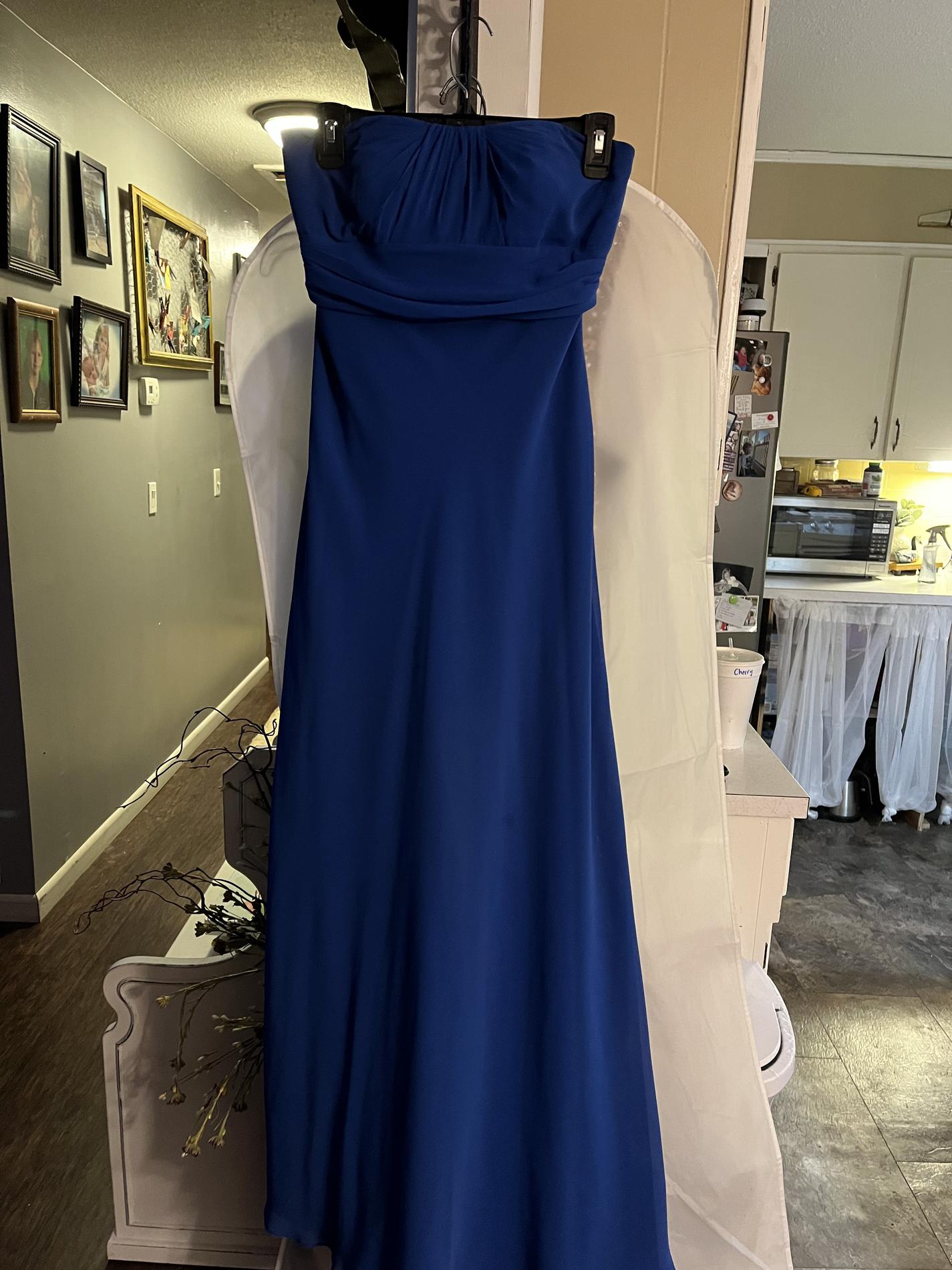 David's Bridal Size 4 Prom Navy Blue Floor Length Maxi on Queenly