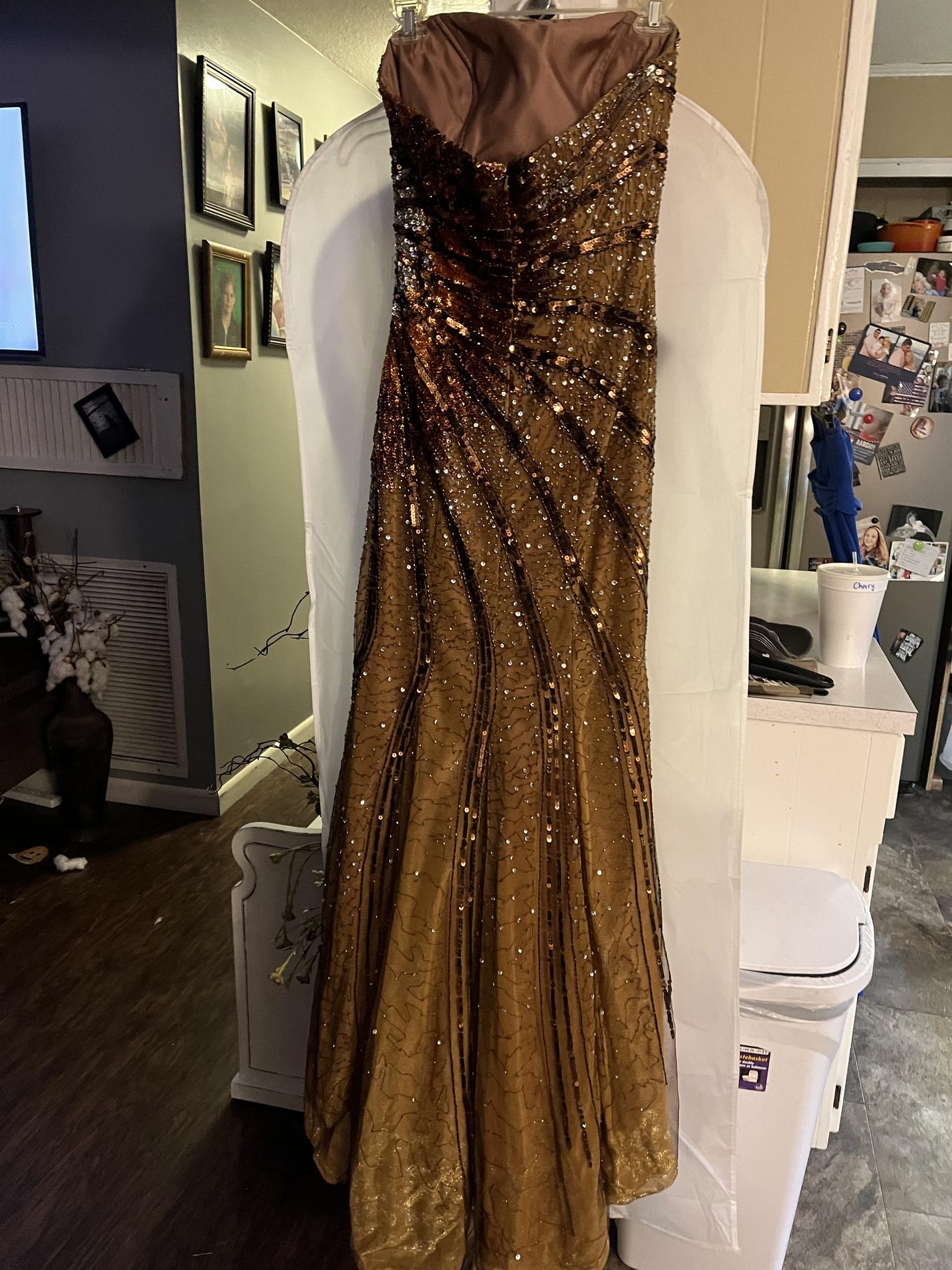 Riva designs Size 8 Strapless Brown Floor Length Maxi on Queenly