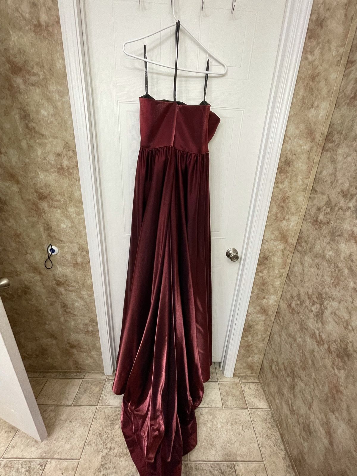 Jovani Size 12 Prom Burgundy Red Dress With Train on Queenly