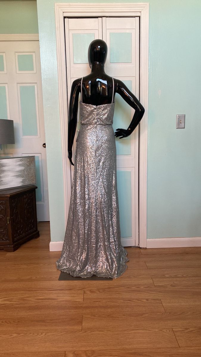 Bari Jay Size 14 Prom Silver Floor Length Maxi on Queenly