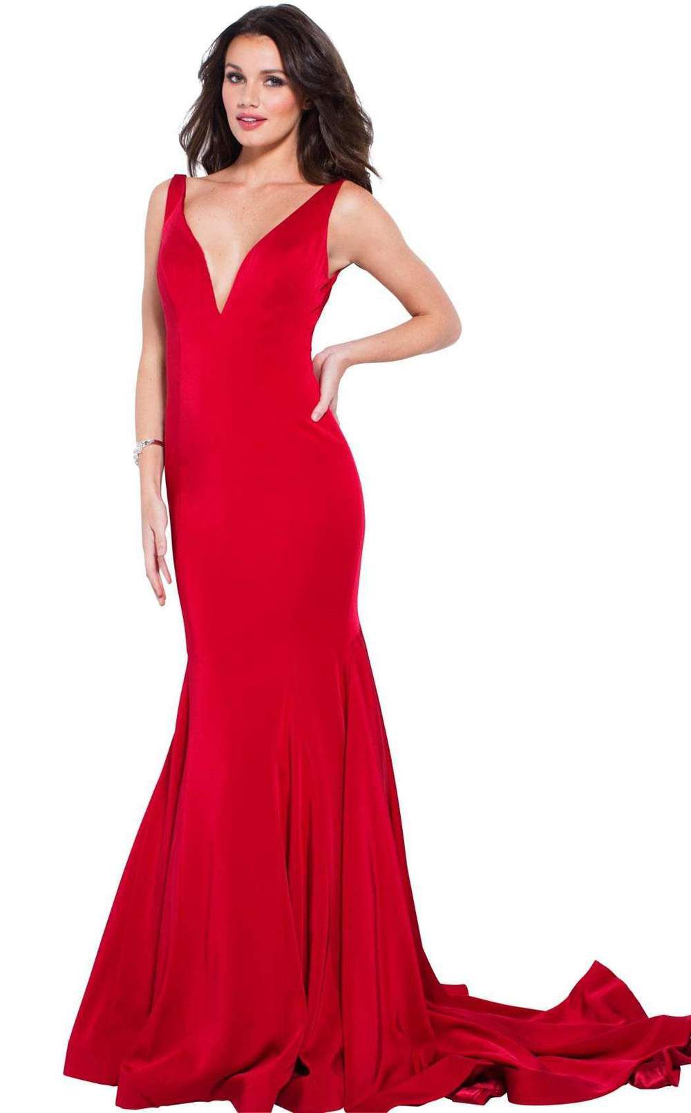 Style 59300 Jovani Size 6 Red Mermaid Dress on Queenly