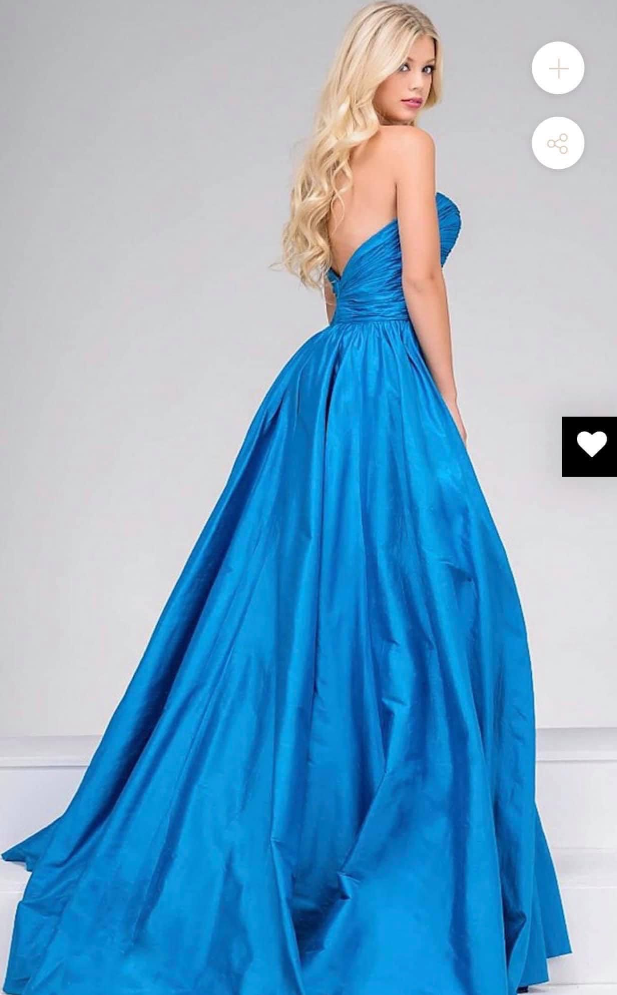 Jovani Size 8 Prom Strapless Blue Dress With Train on Queenly