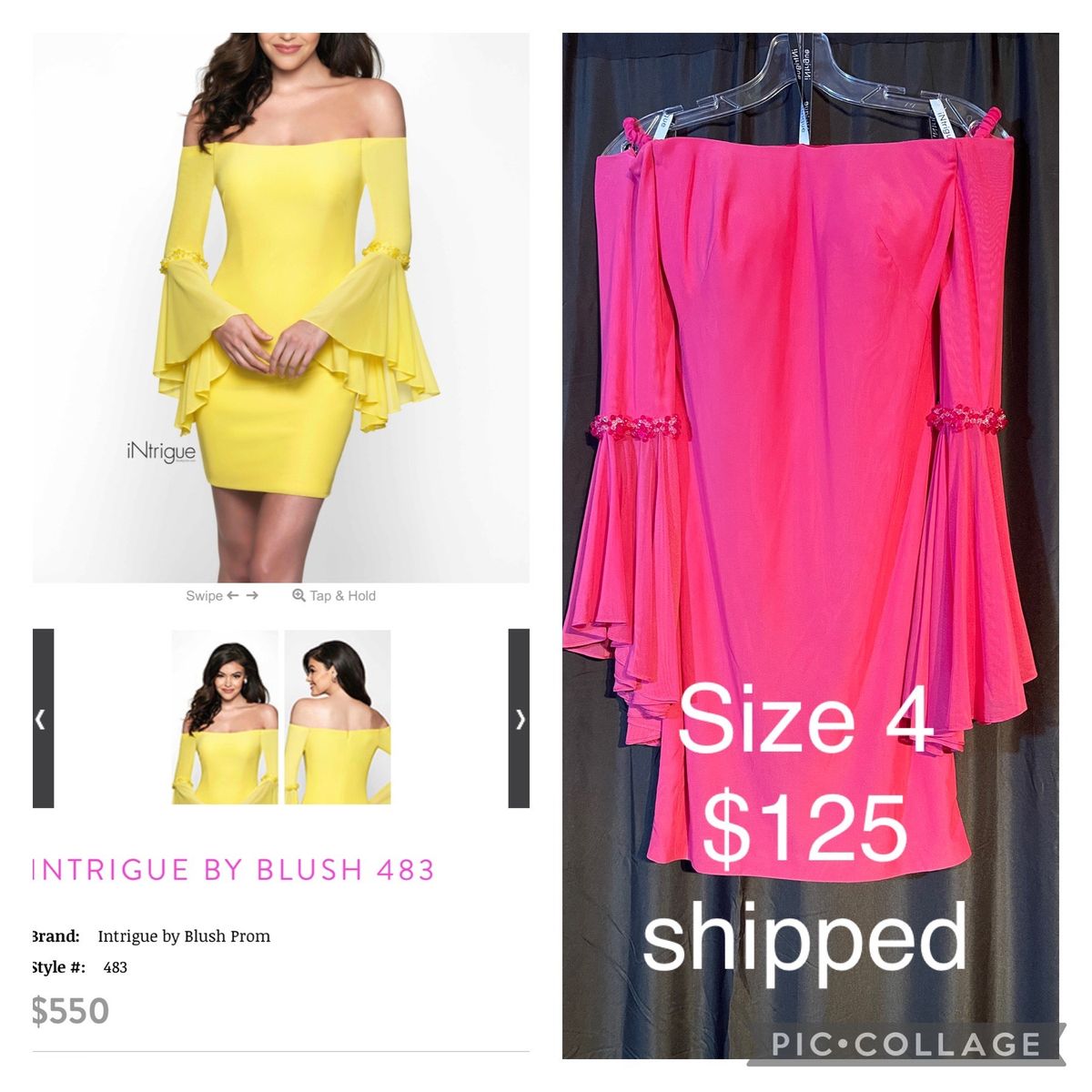 Intrigue by Blush Size 4 Homecoming Off The Shoulder Hot Pink Cocktail Dress on Queenly