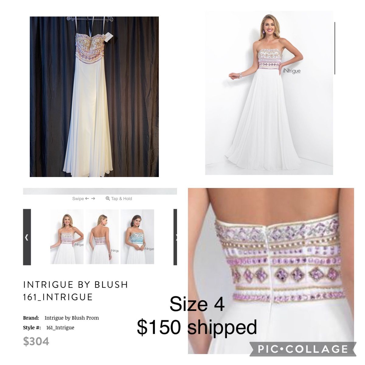 Intrigue by Blush Size 4 Prom Strapless White Floor Length Maxi on Queenly