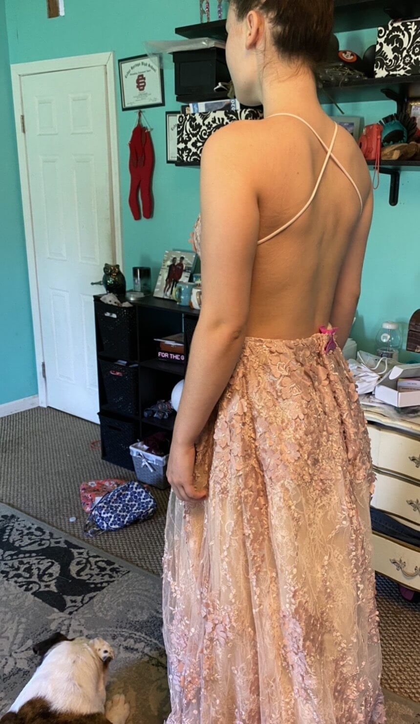 Tarik Ediz Size 2 Prom Lace Pink A-line Dress on Queenly