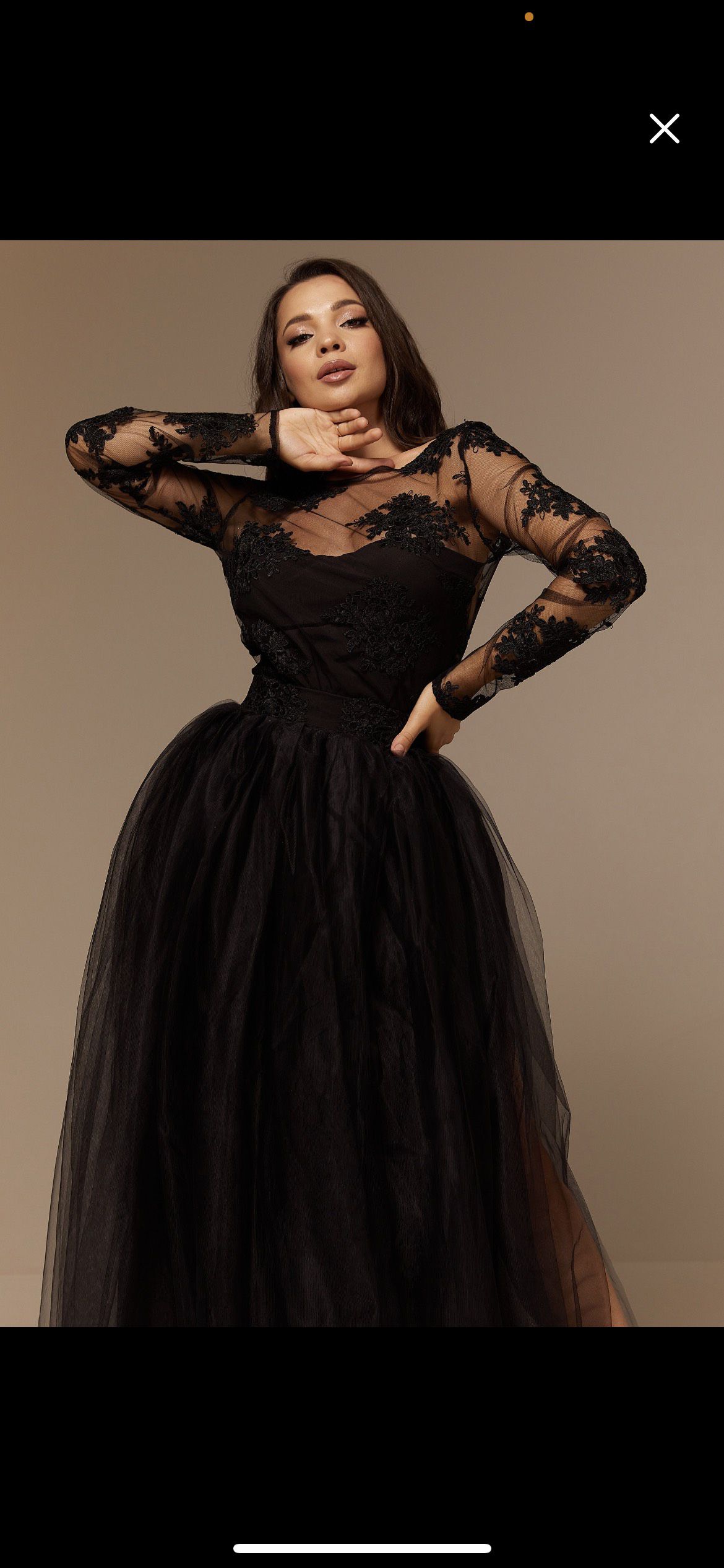 Custom Size 10 Prom Long Sleeve Sheer Black Ball Gown on Queenly
