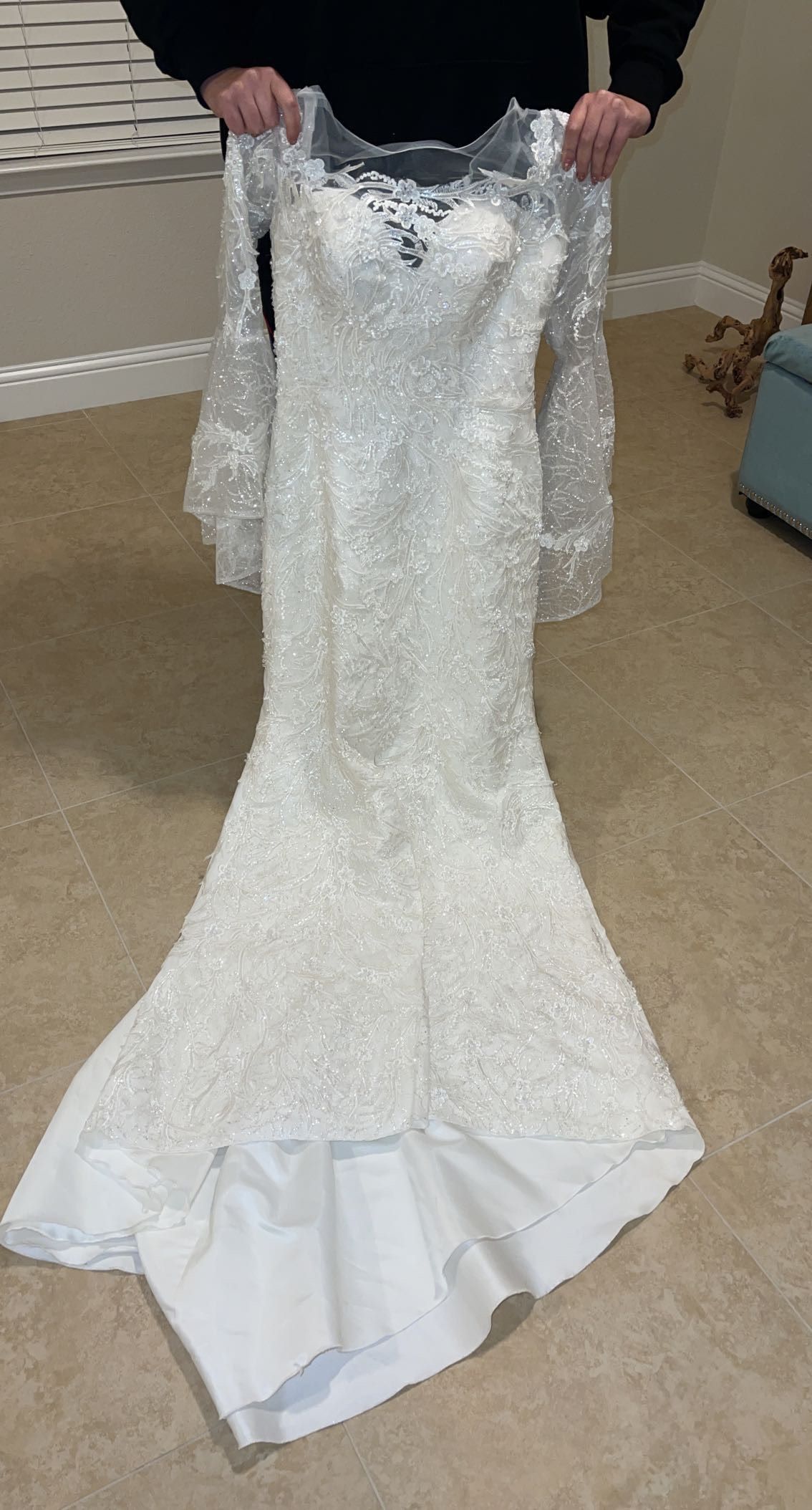 Size 8 Wedding Long Sleeve White Floor Length Maxi on Queenly