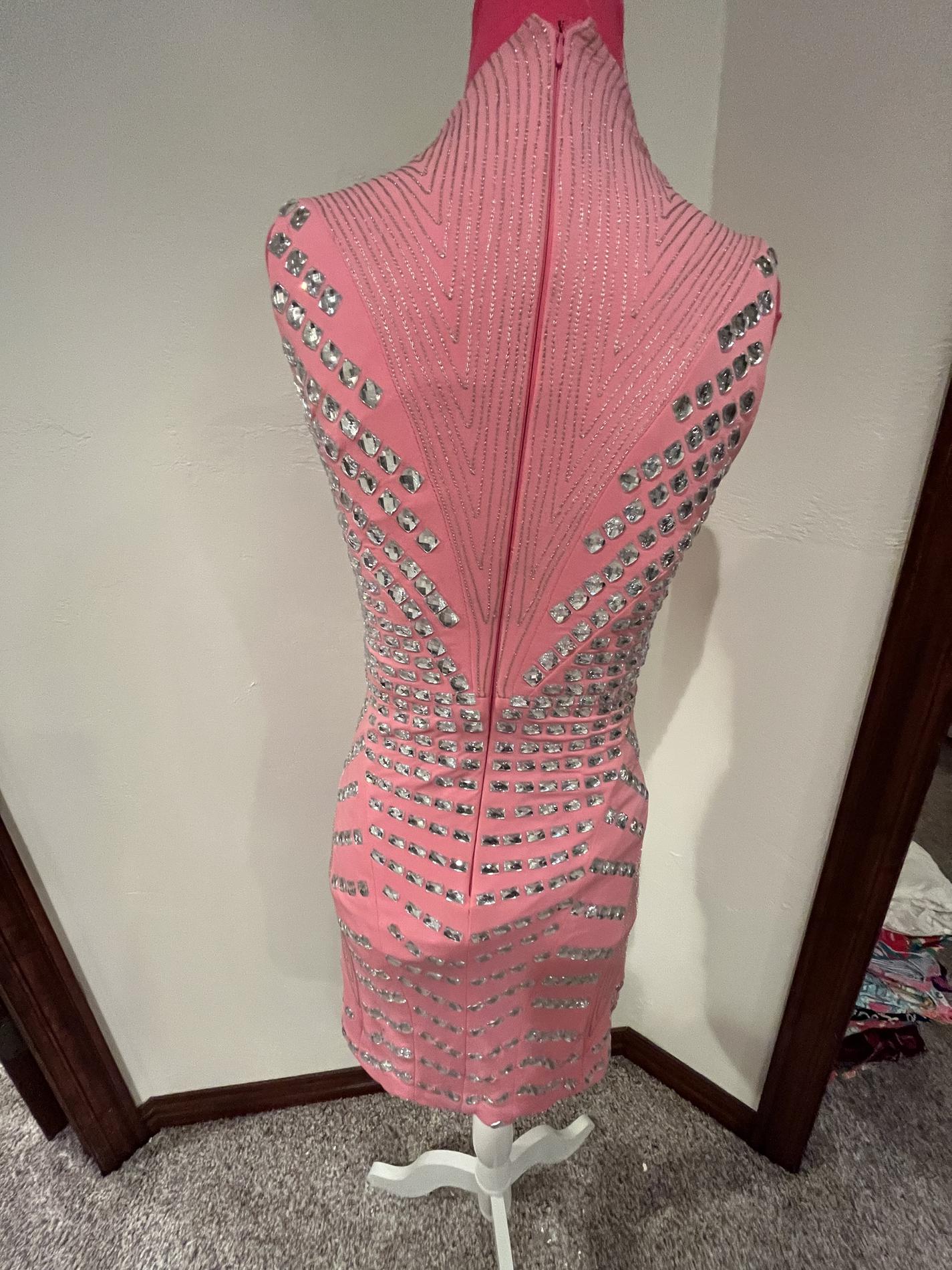 Jovani Size 2 Homecoming Plunge Sequined Light Pink Cocktail Dress on Queenly