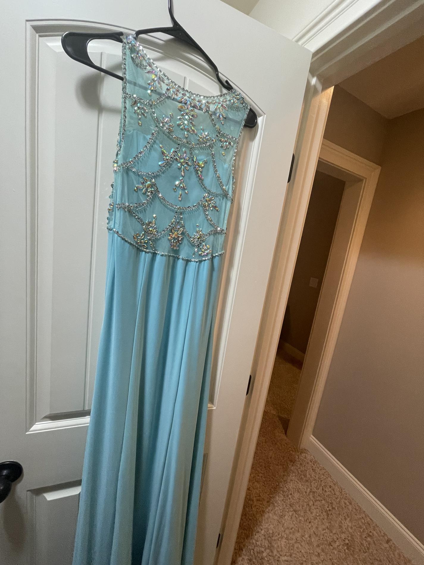Size 4 Prom Sequined Light Blue Mermaid Dress on Queenly