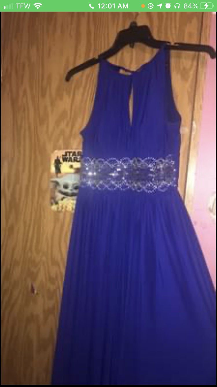 E & M collection Size 6 Prom Blue Floor Length Maxi on Queenly