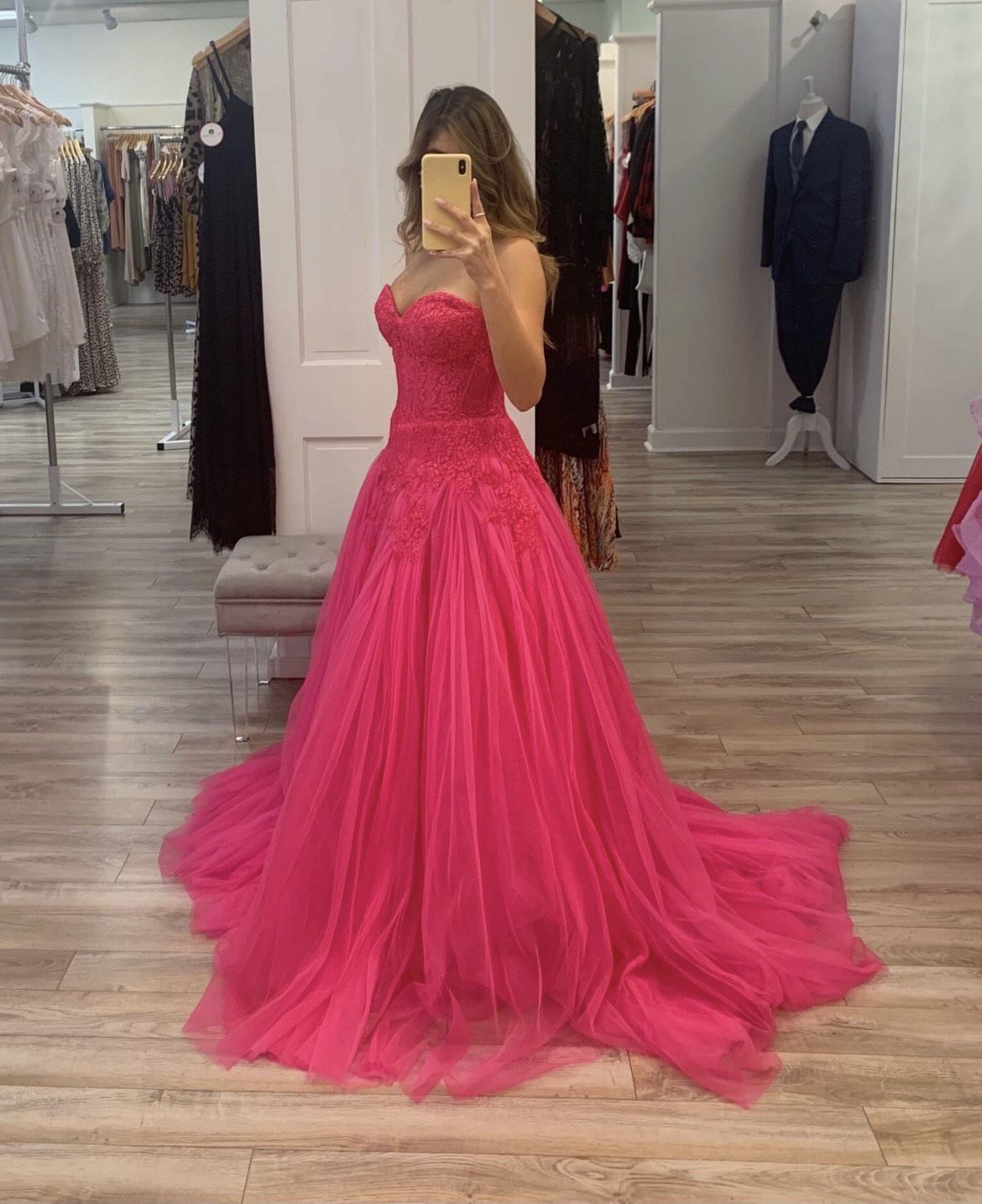 Sherri Hill Size 4 Prom Strapless Sheer Pink Dress With Train on Queenly