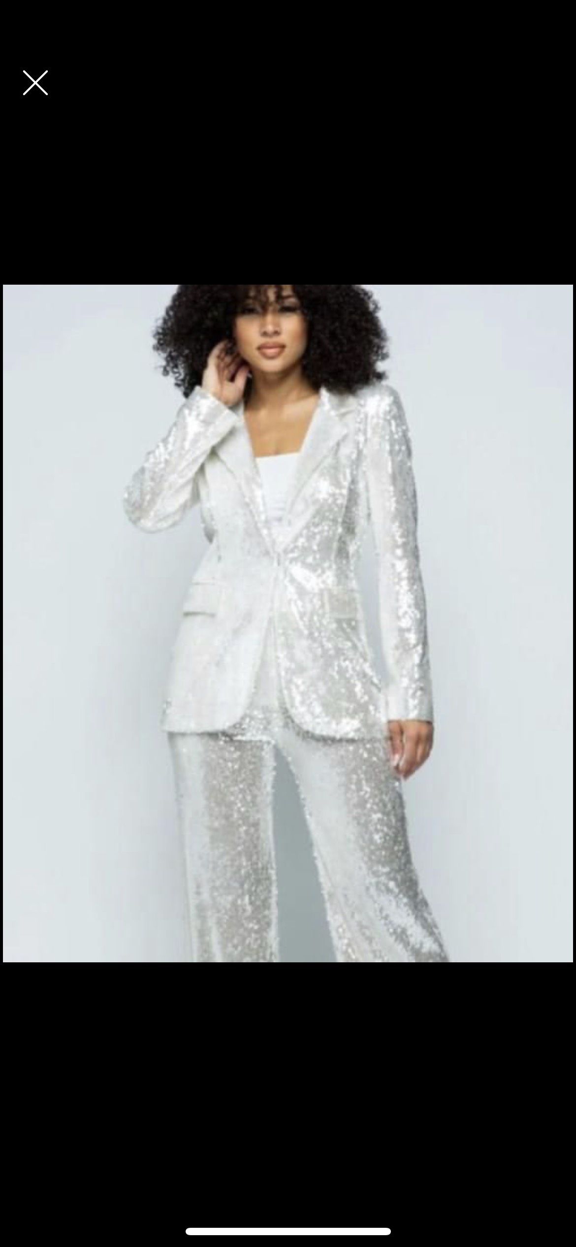 Size 2 Sequined White Formal Jumpsuit on Queenly