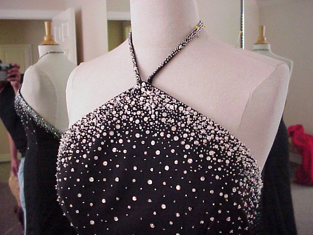 Style 1020B Darius Cordell Size 10 Prom Halter Sequined Black Floor Length Maxi on Queenly
