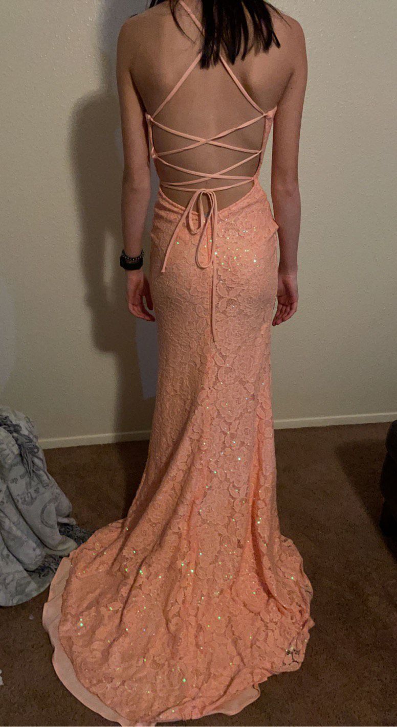 Le Femme Size 0 Prom Orange Side Slit Dress on Queenly