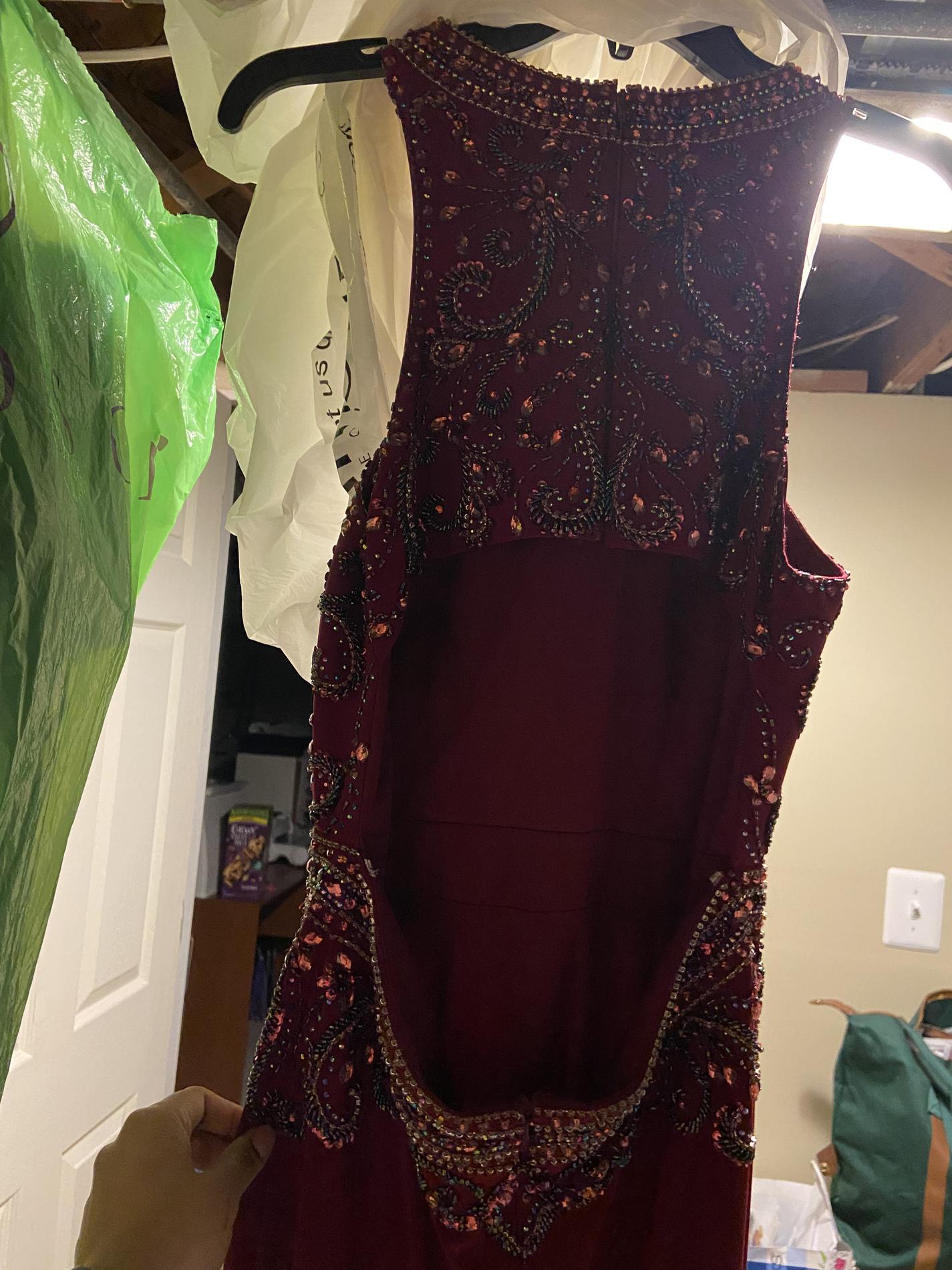 Size 8 Prom Halter Burgundy Red Floor Length Maxi on Queenly