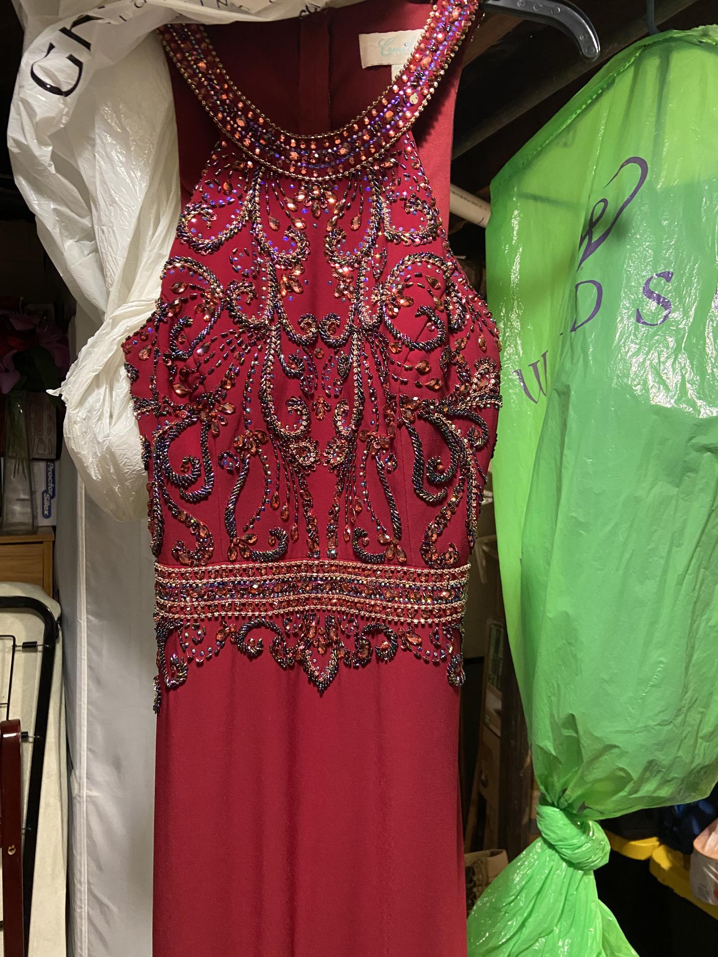 Size 8 Prom Halter Burgundy Red Floor Length Maxi on Queenly