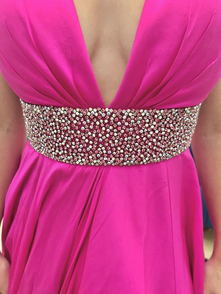 Sherri Hill Size 2 Prom Plunge Satin Hot Pink A-line Dress on Queenly