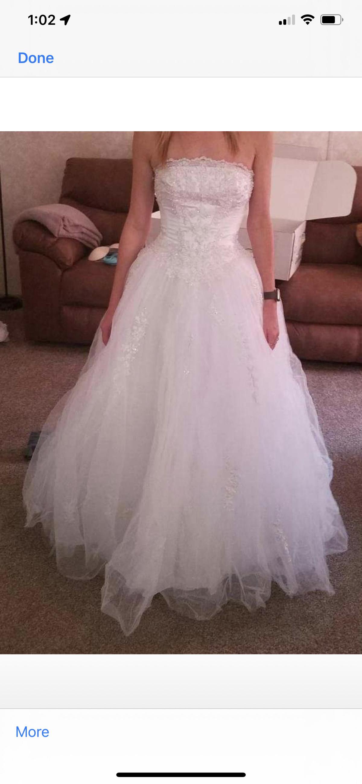 Size 2 Wedding Strapless Lace White Ball Gown on Queenly