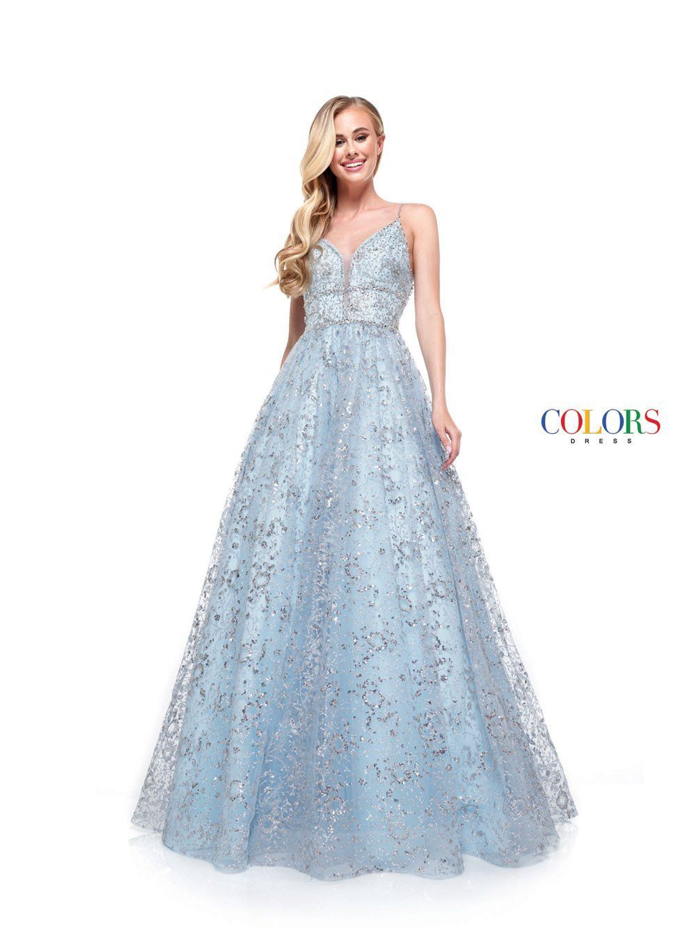 Style 2288 Colors Plus Size 16 Prom Lace Light Blue Ball Gown on Queenly