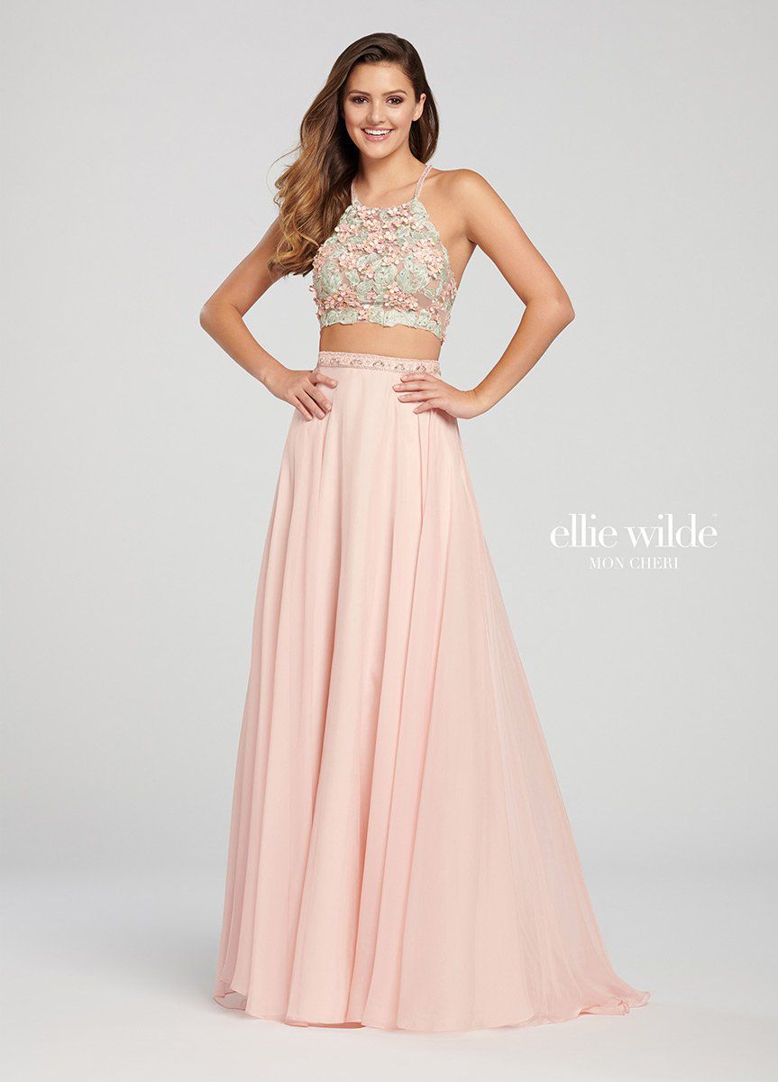 Style EW119073 Ellie Wilde Size 8 Prom Light Pink A-line Dress on Queenly