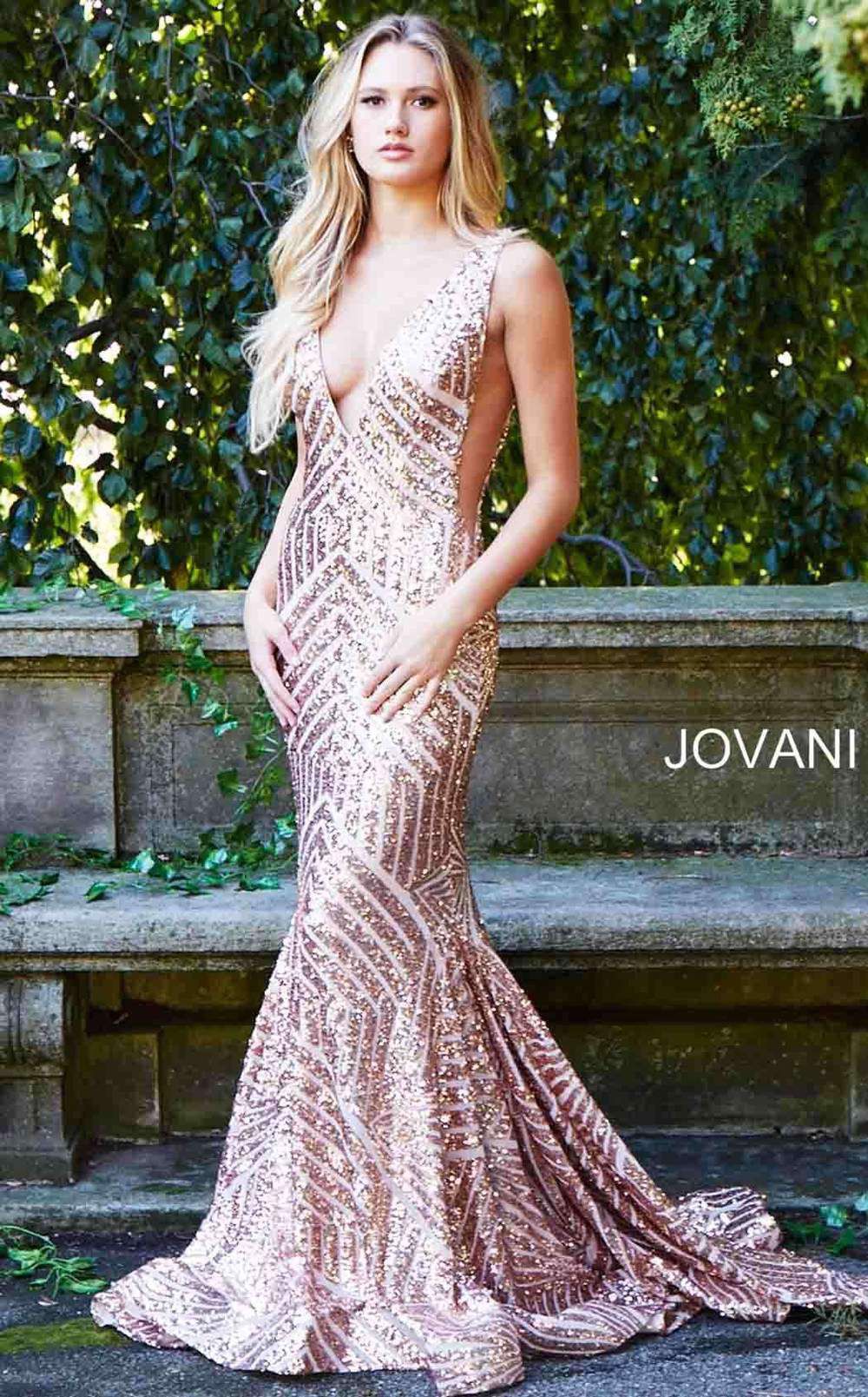 Style 59762 Jovani Size 10 Prom Gold Mermaid Dress on Queenly