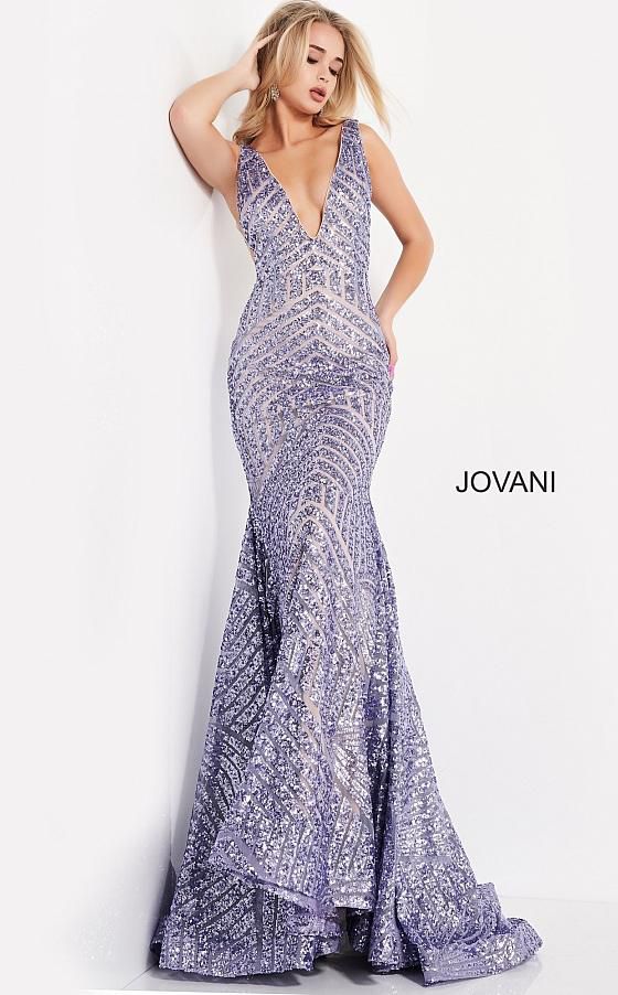 Style 59762 Jovani Size 6 Prom Purple Mermaid Dress on Queenly