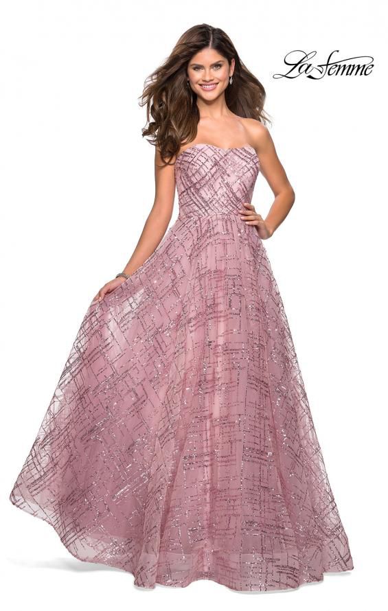 Style 27237 La Femme Size 2 Prom Lace Light Purple Ball Gown on Queenly