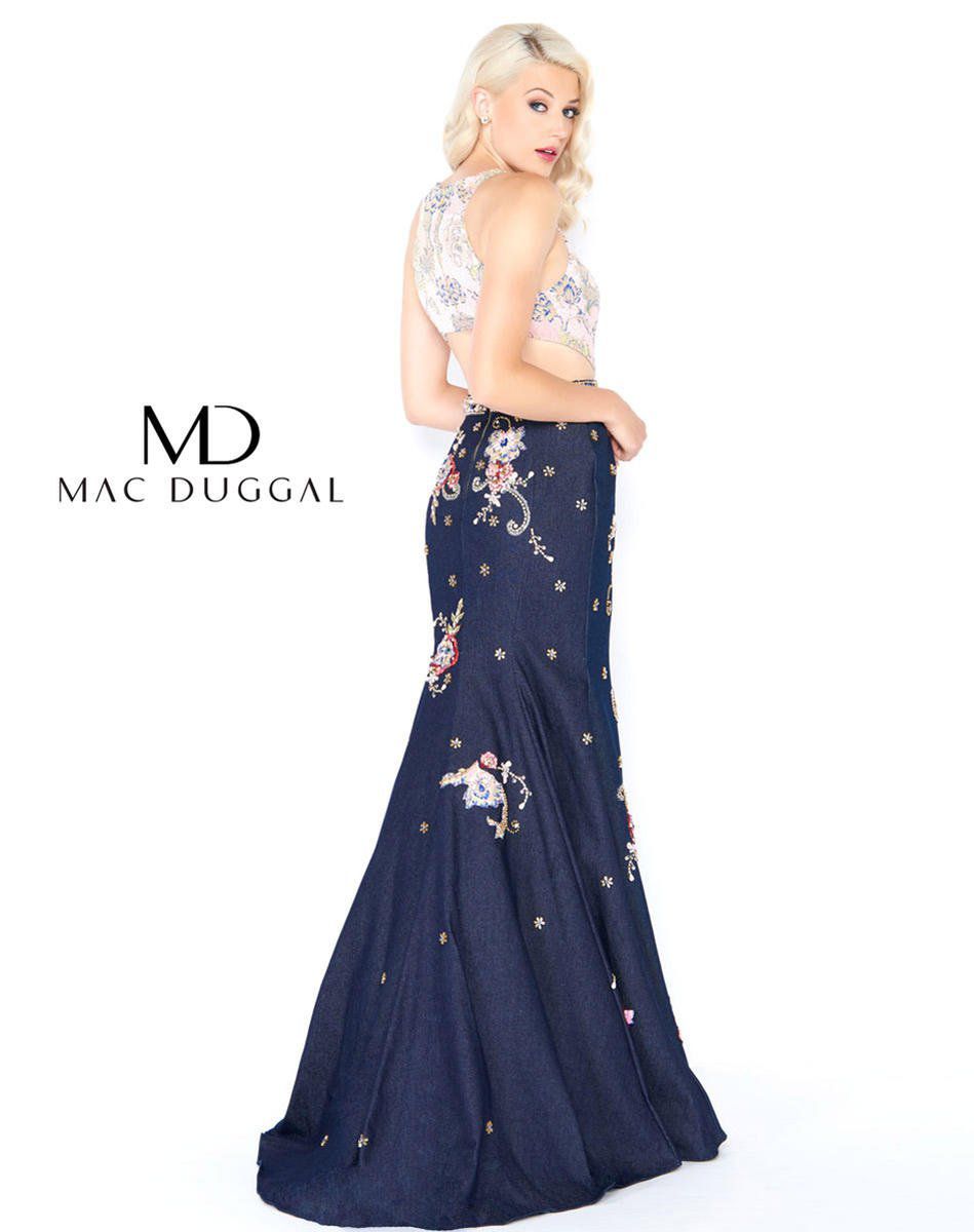 Style 40845 Mac Duggal Size 8 Prom Lace Navy Blue Mermaid Dress on Queenly