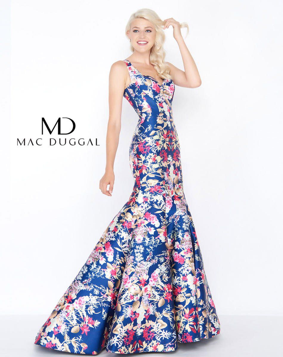 Style 79136 Mac Duggal Size 10 Prom Floral Multicolor Mermaid Dress on Queenly