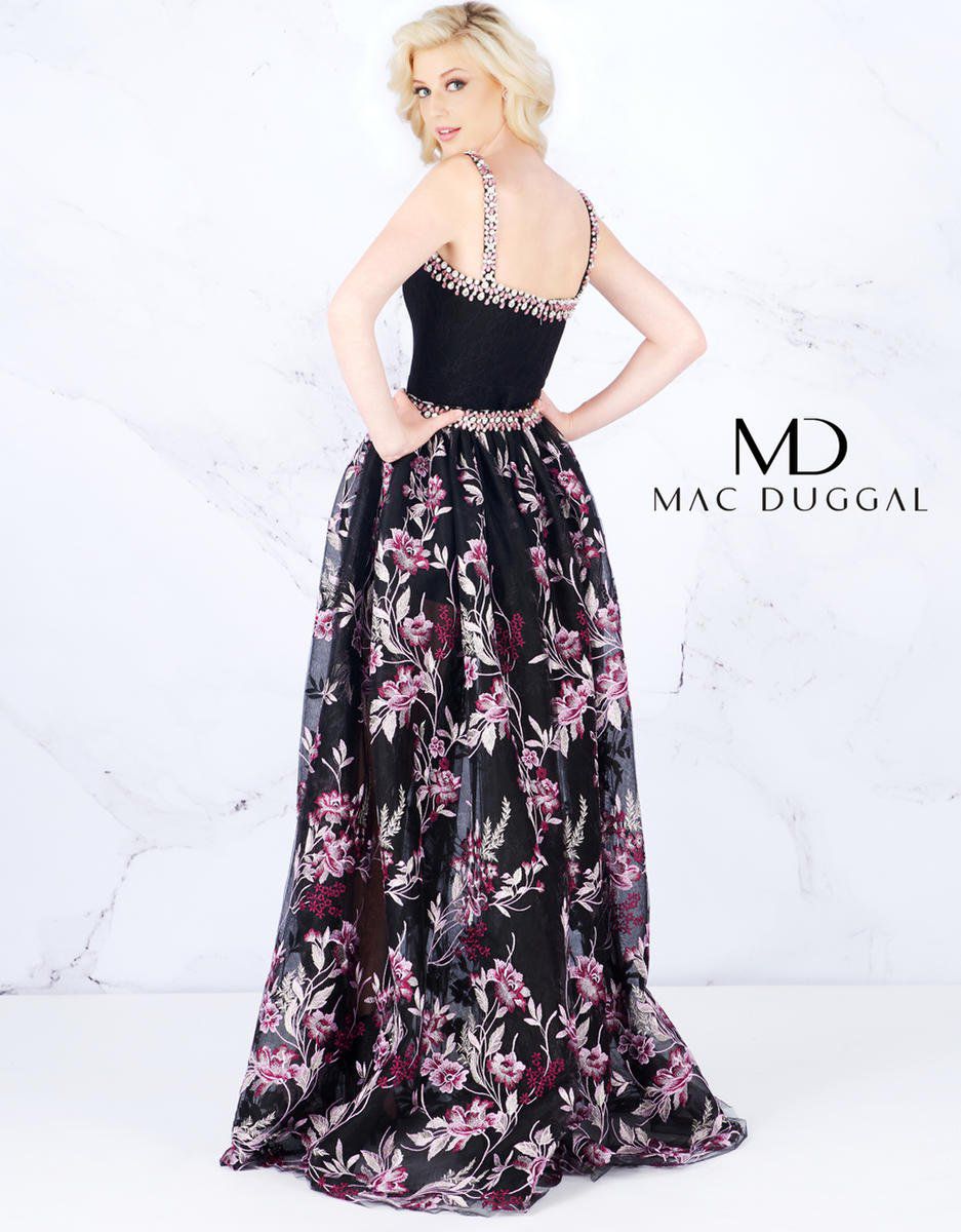 Style 66767 Mac Duggal Size 10 Prom Sequined Black Side Slit Dress on Queenly