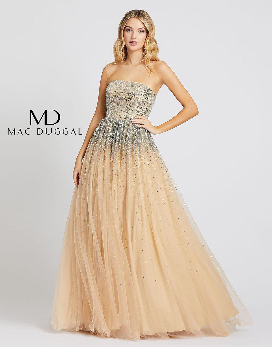 Style 26015 Mac Duggal Size 2 Prom Strapless Nude Ball Gown on Queenly