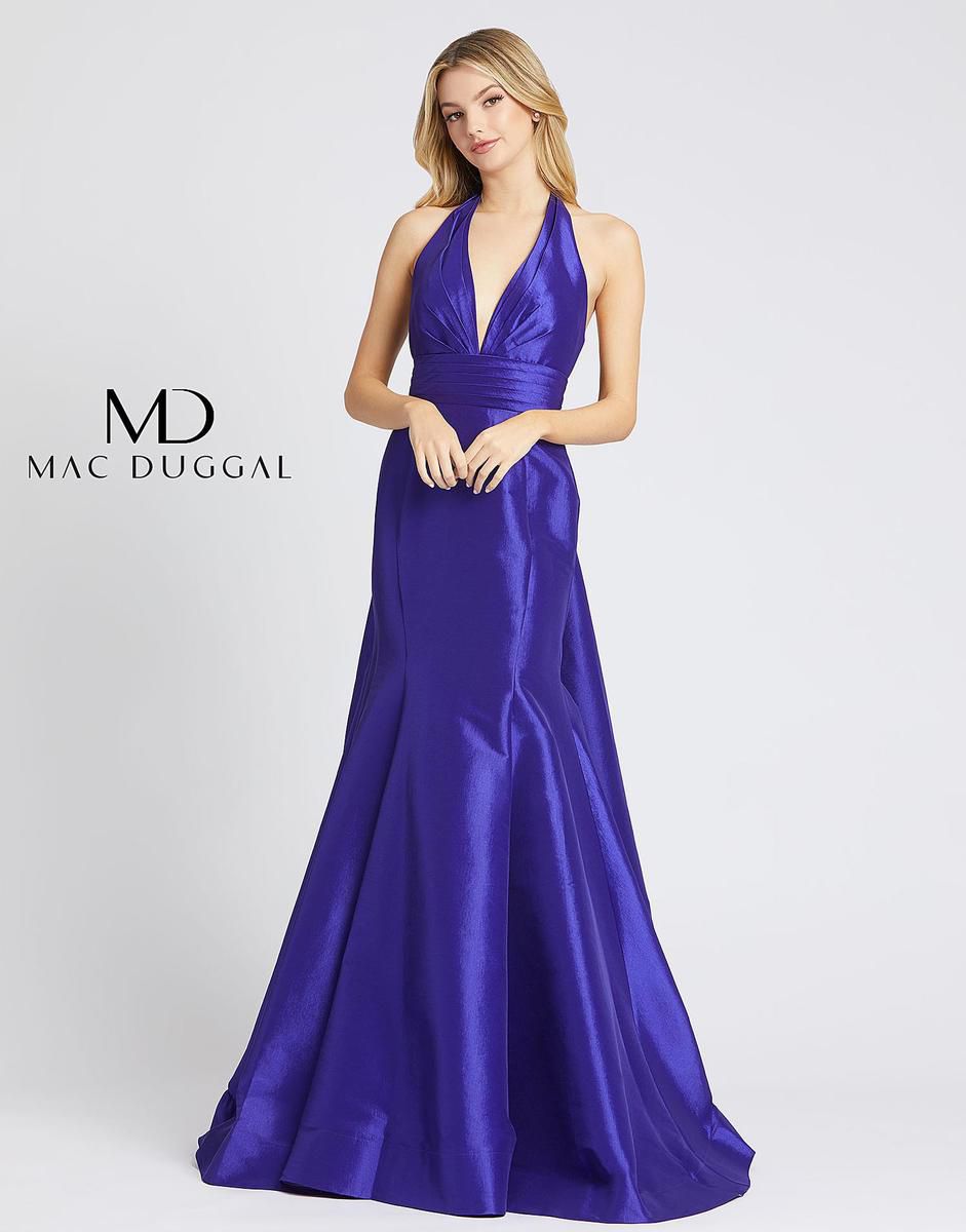 Style 12032 Mac Duggal Size 8 Prom Halter Purple A-line Dress on Queenly
