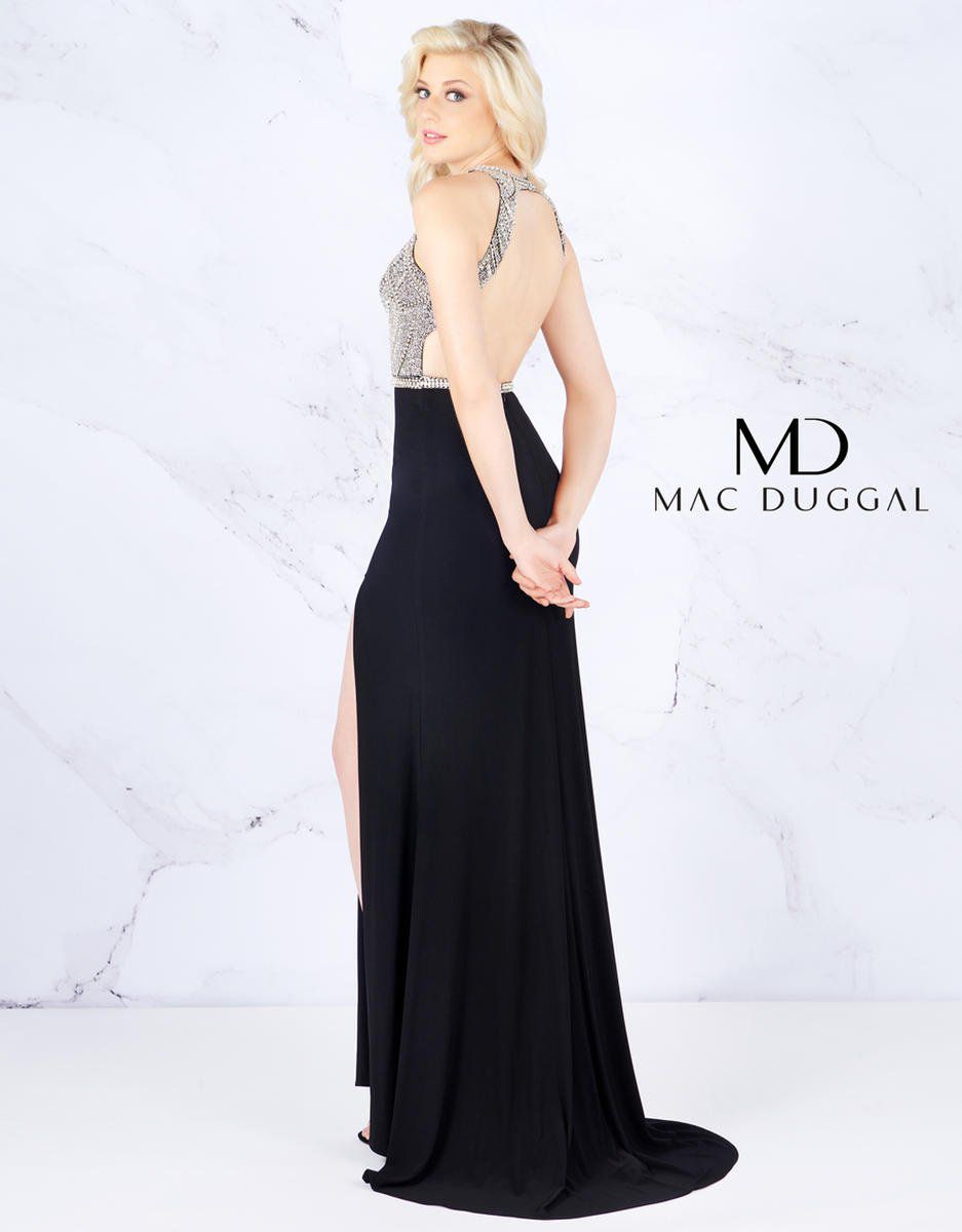 Style 12139 Mac Duggal Size 10 Pageant Black Side Slit Dress on Queenly