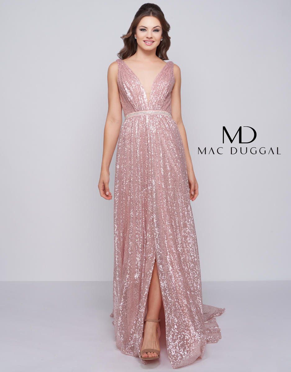 Style 77618 Mac Duggal Size 2 Prom Sequined Light Pink Side Slit Dress on Queenly