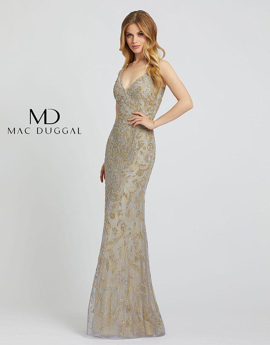 Style 5137 Mac Duggal Plus Size 16 Prom Gold Mermaid Dress on Queenly