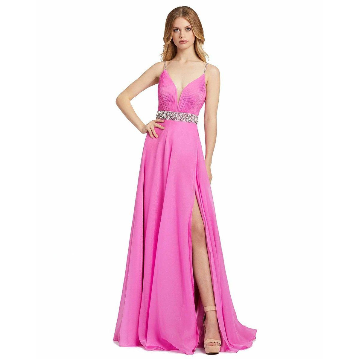 Style 48896 Mac Duggal Plus Size 16 Hot Pink Side Slit Dress on Queenly