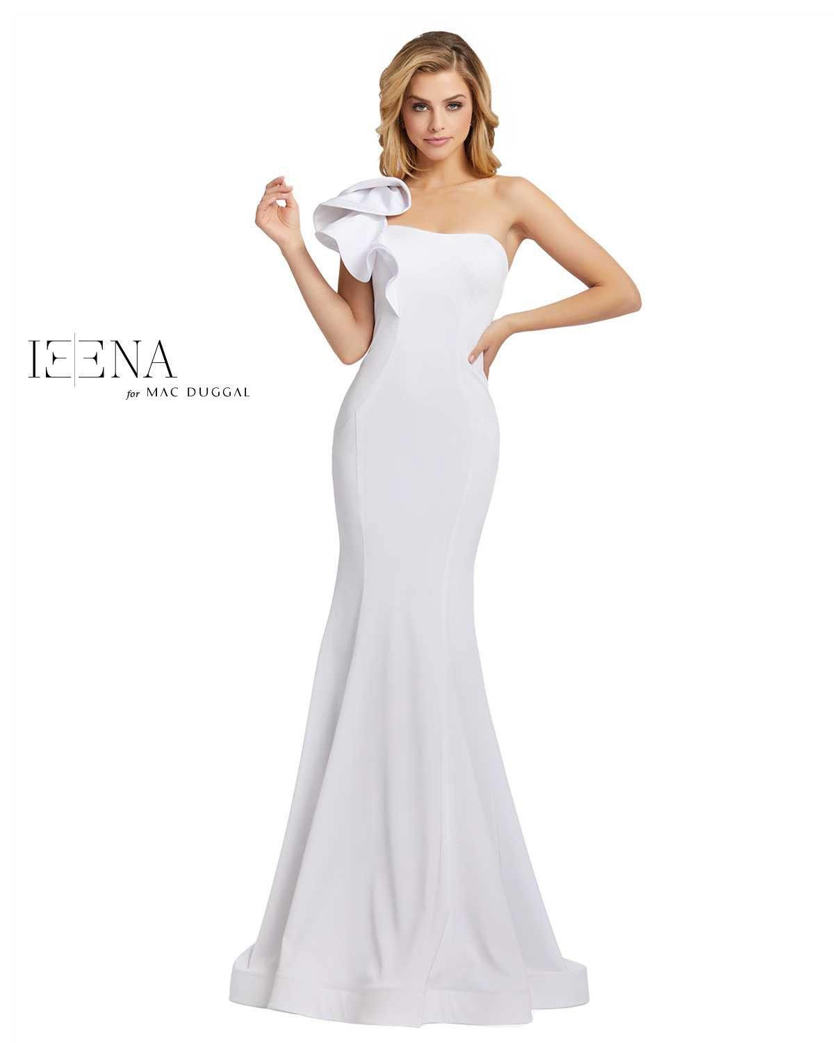 Style 67156 Mac Duggal Size 8 Wedding One Shoulder White Mermaid Dress on Queenly