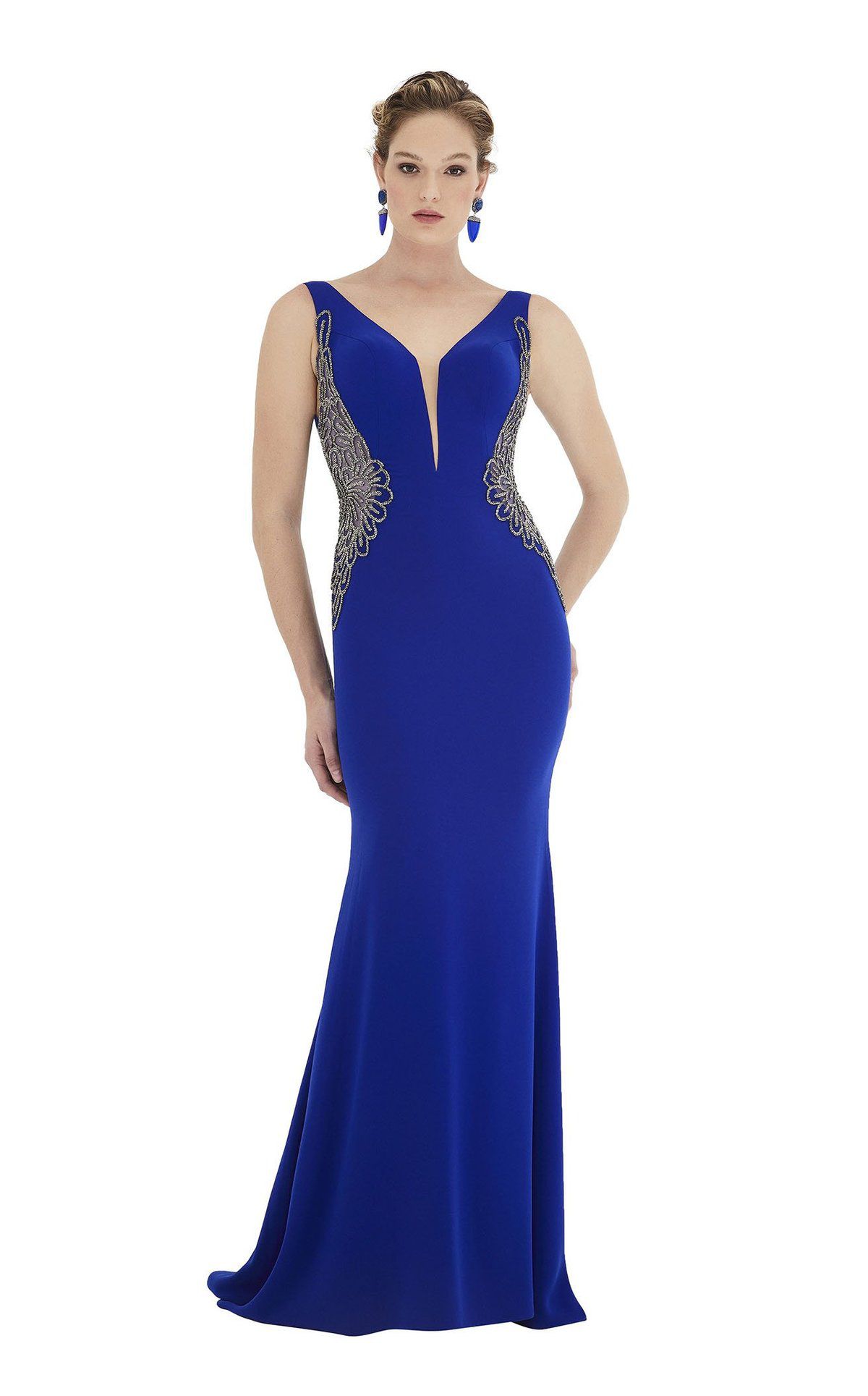 Style 4503 Saboroma Size 4 Prom Plunge Royal Blue Mermaid Dress on Queenly