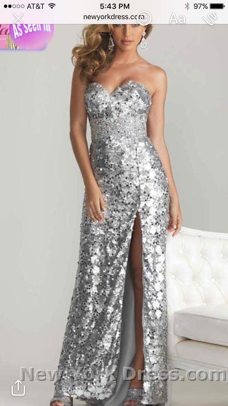 Size 2 Silver Side Slit Dress on Queenly