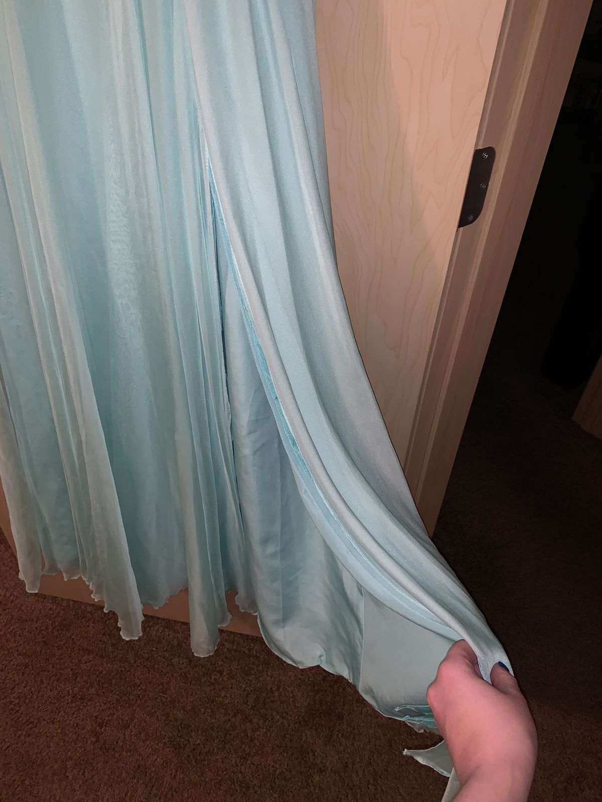 Mac Duggal Size 4 Prom Lace Light Blue Floor Length Maxi on Queenly