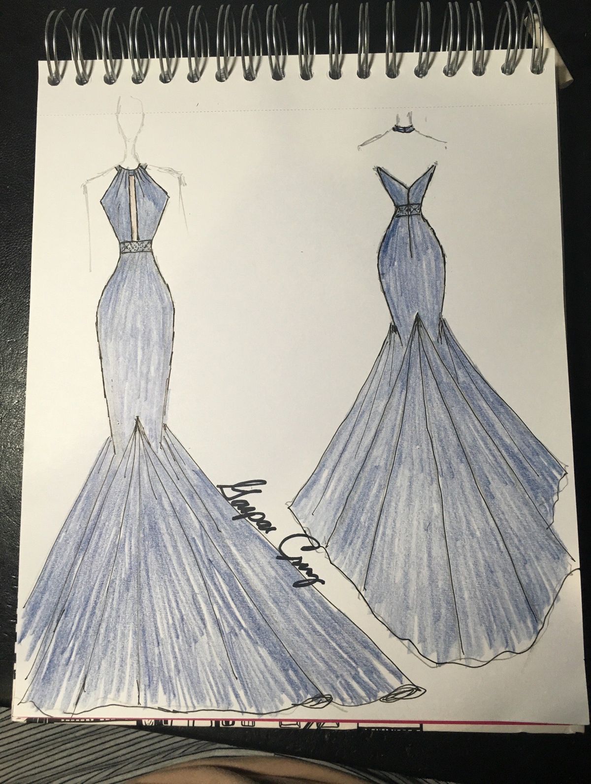 Gaspar Cruz Size 6 Prom Halter Navy Blue Dress With Train on Queenly