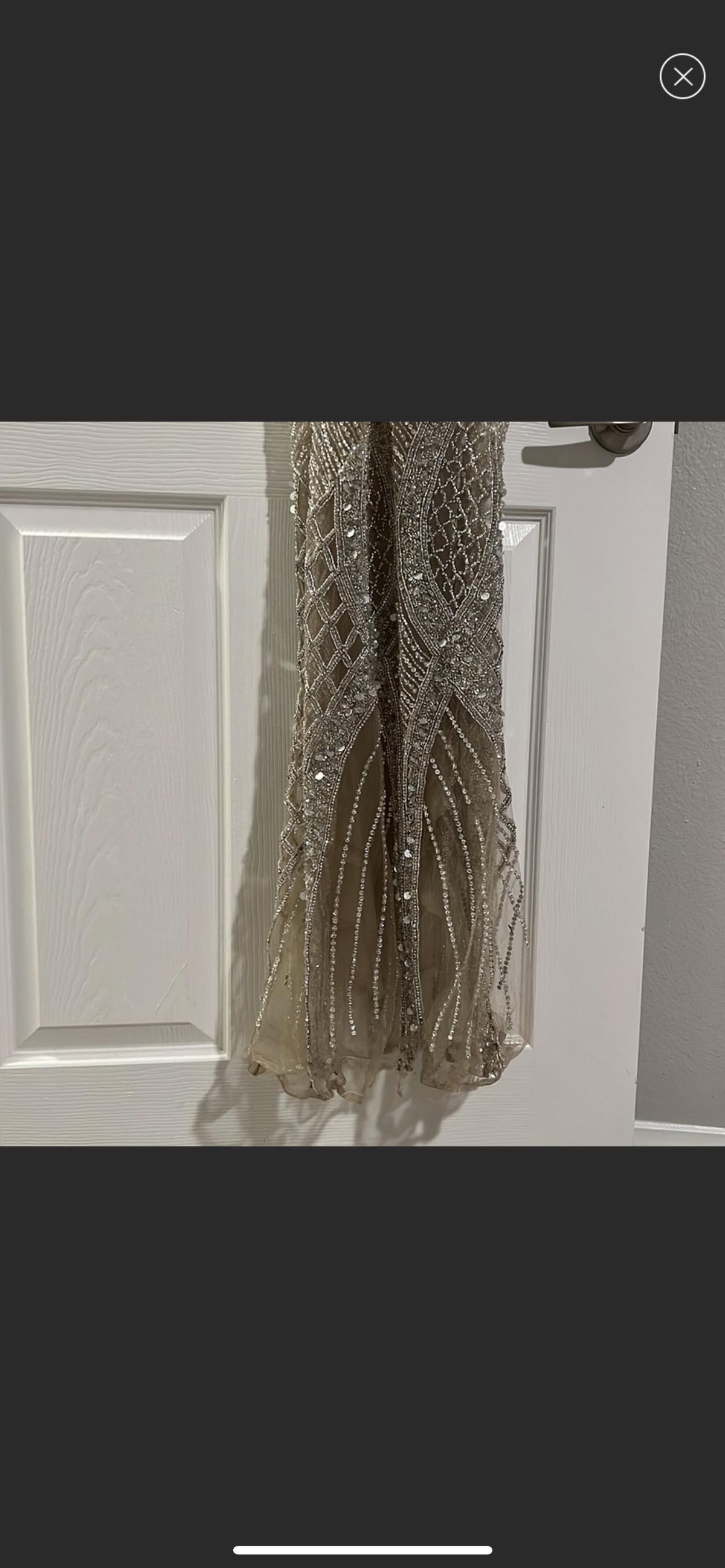 Size 4 Prom Sequined Nude Floor Length Maxi on Queenly