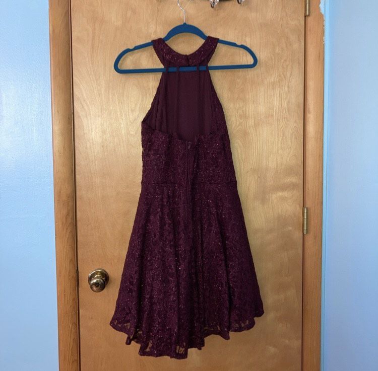 B.Smart Plus Size 16 Homecoming Halter Lace Purple A-line Dress on Queenly