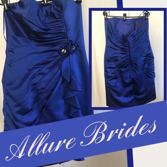 Allure Brides Plus Size 18 Strapless Blue Ball Gown on Queenly