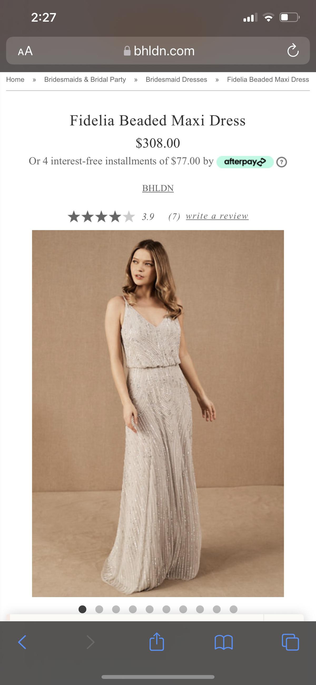 BHLDN Size 0 Prom Silver Floor Length Maxi on Queenly