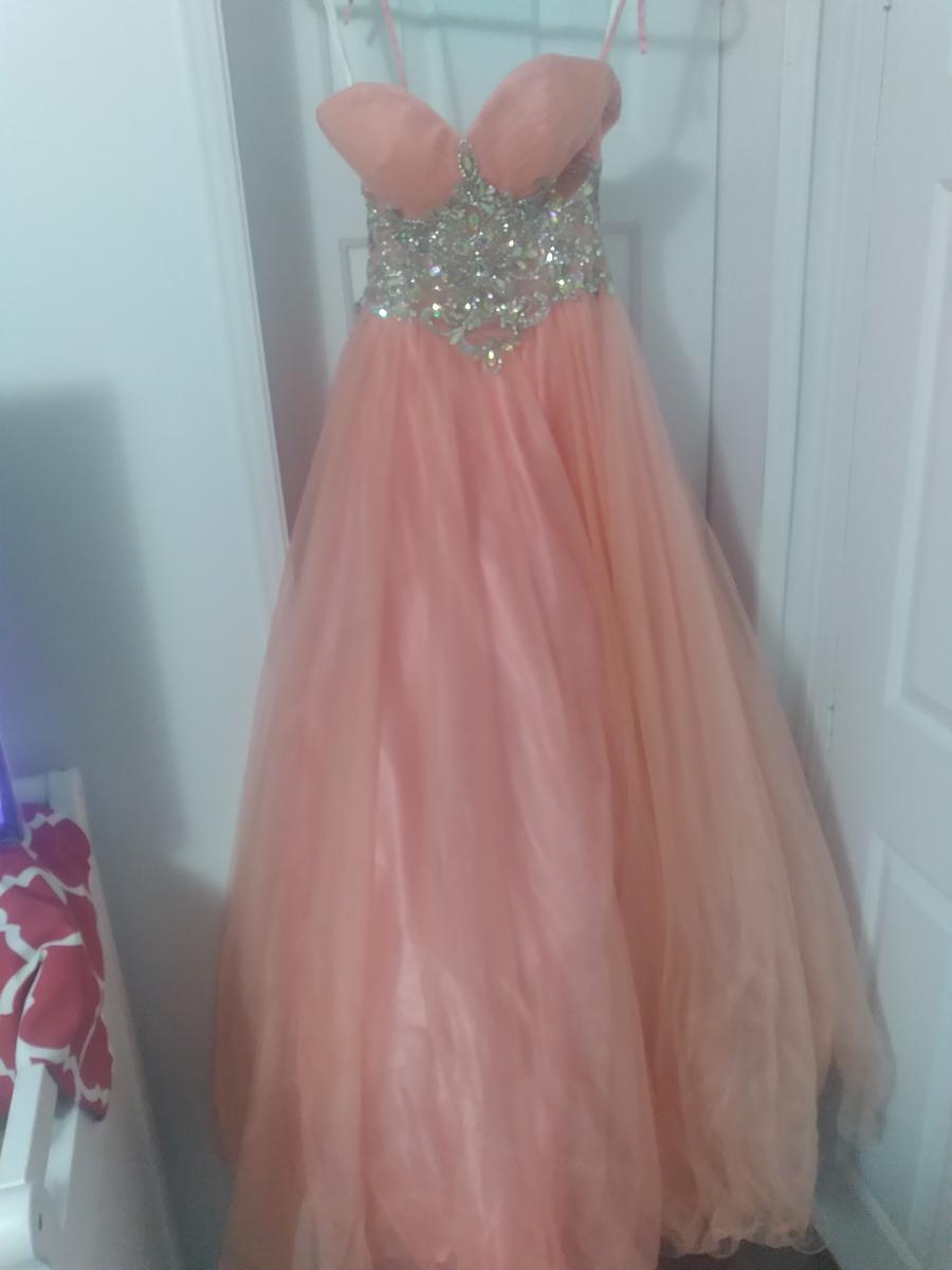 Style Ball gown Envious couture pageant gown Size 0 Pageant Coral Ball Gown on Queenly