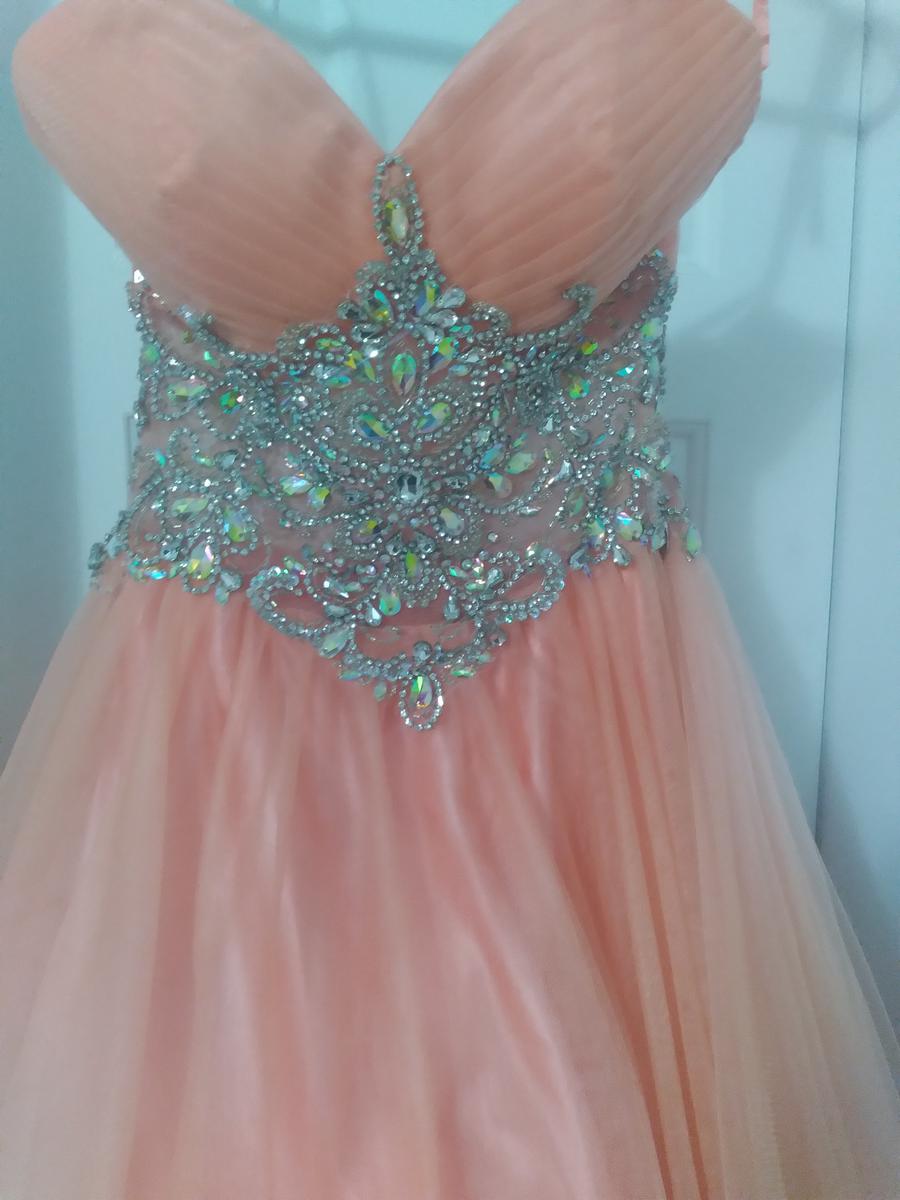 Style Ball gown Envious couture pageant gown Size 0 Pageant Coral Ball Gown on Queenly