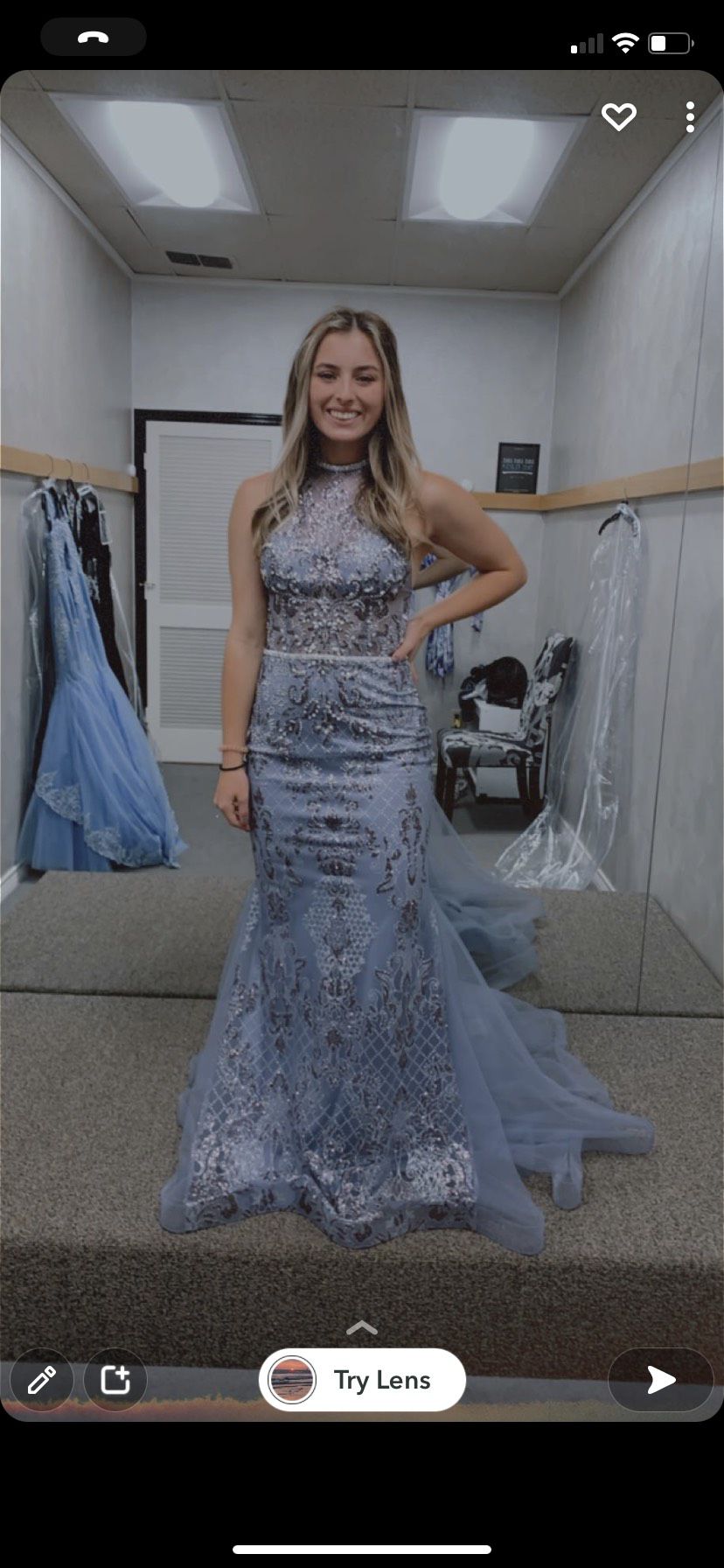 Size 6 Prom Sheer Purple Mermaid Dress on Queenly